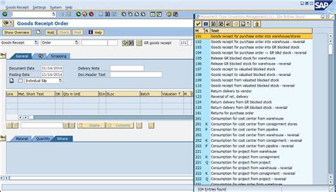 Виды движений при списании в SAP