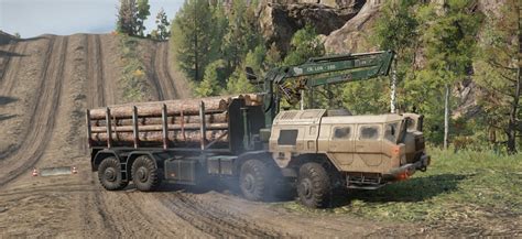 Кран-лесопогрузчик в игре Snowrunner