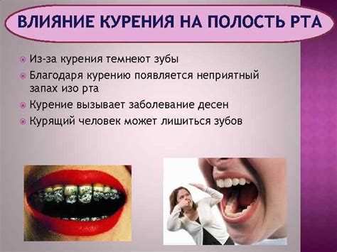 Негативное влияние на полость рта
