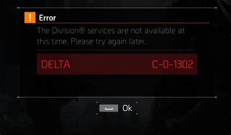 Ошибка delta c 0 1302 в The Division