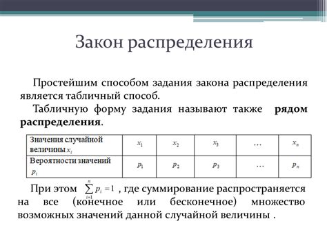 Проблема задания закона распределения