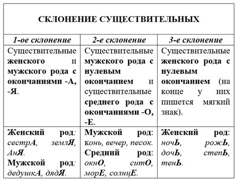 Склонение в именительном и родительном падежах