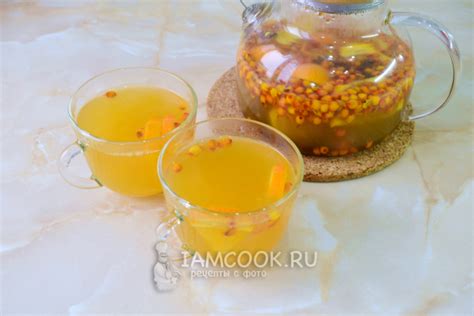 Сочный компот с облепихой и крыжовником