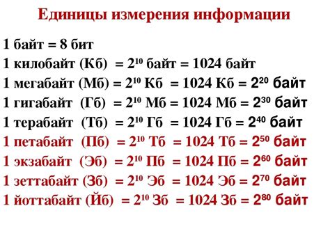Размеры данных