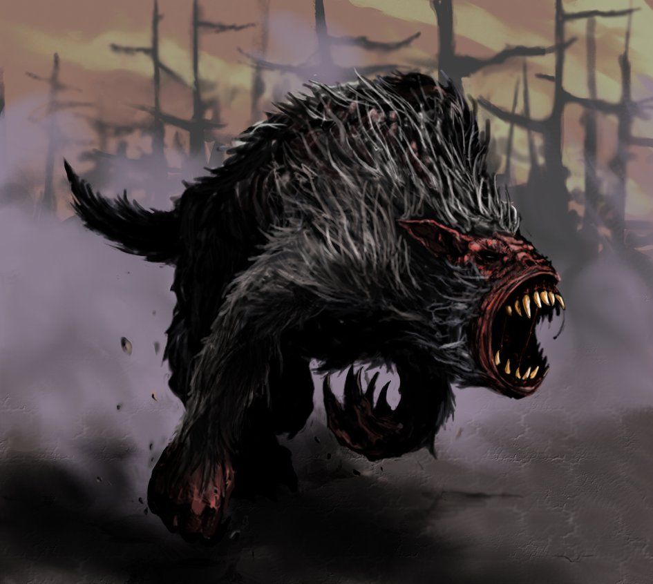 Баргест - ужасный, лохматый чёрный пес